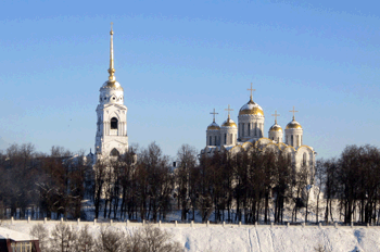 Город Владимир. Успенский собор (1158-1160) с колокольней (1810).